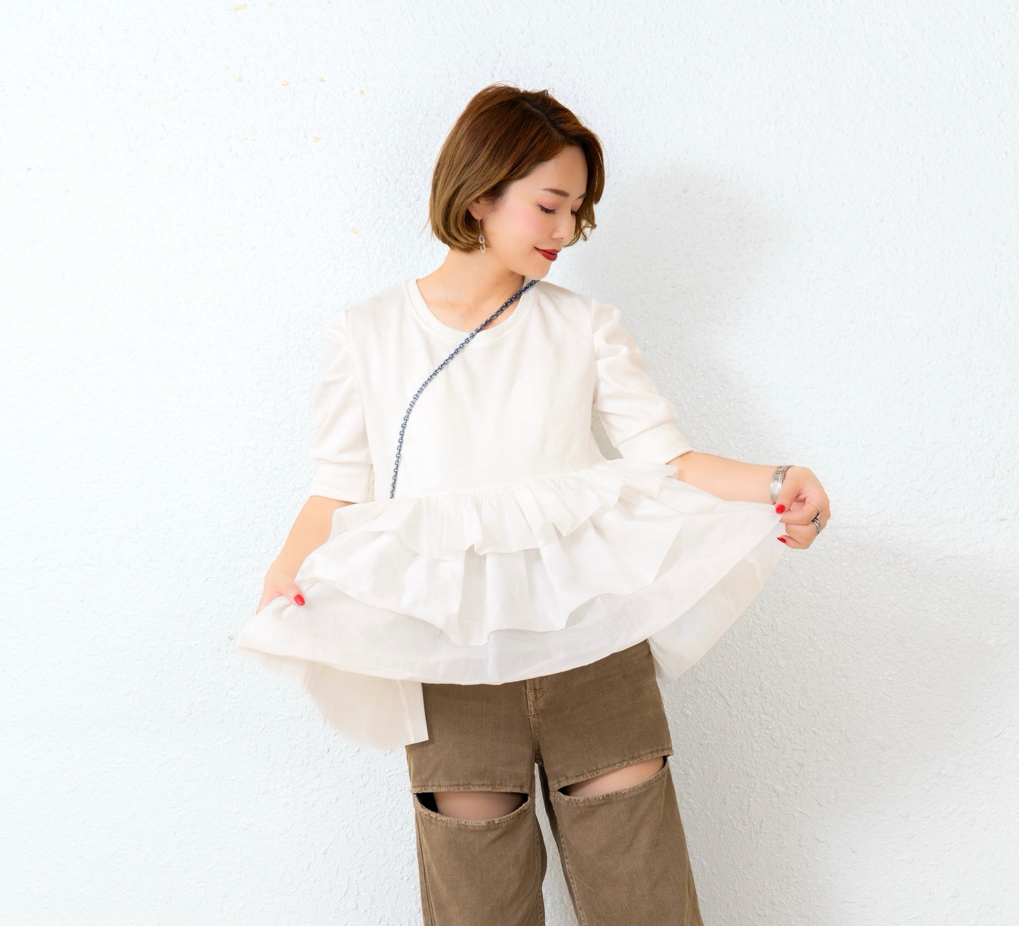 【即納】Frill tulle tops
