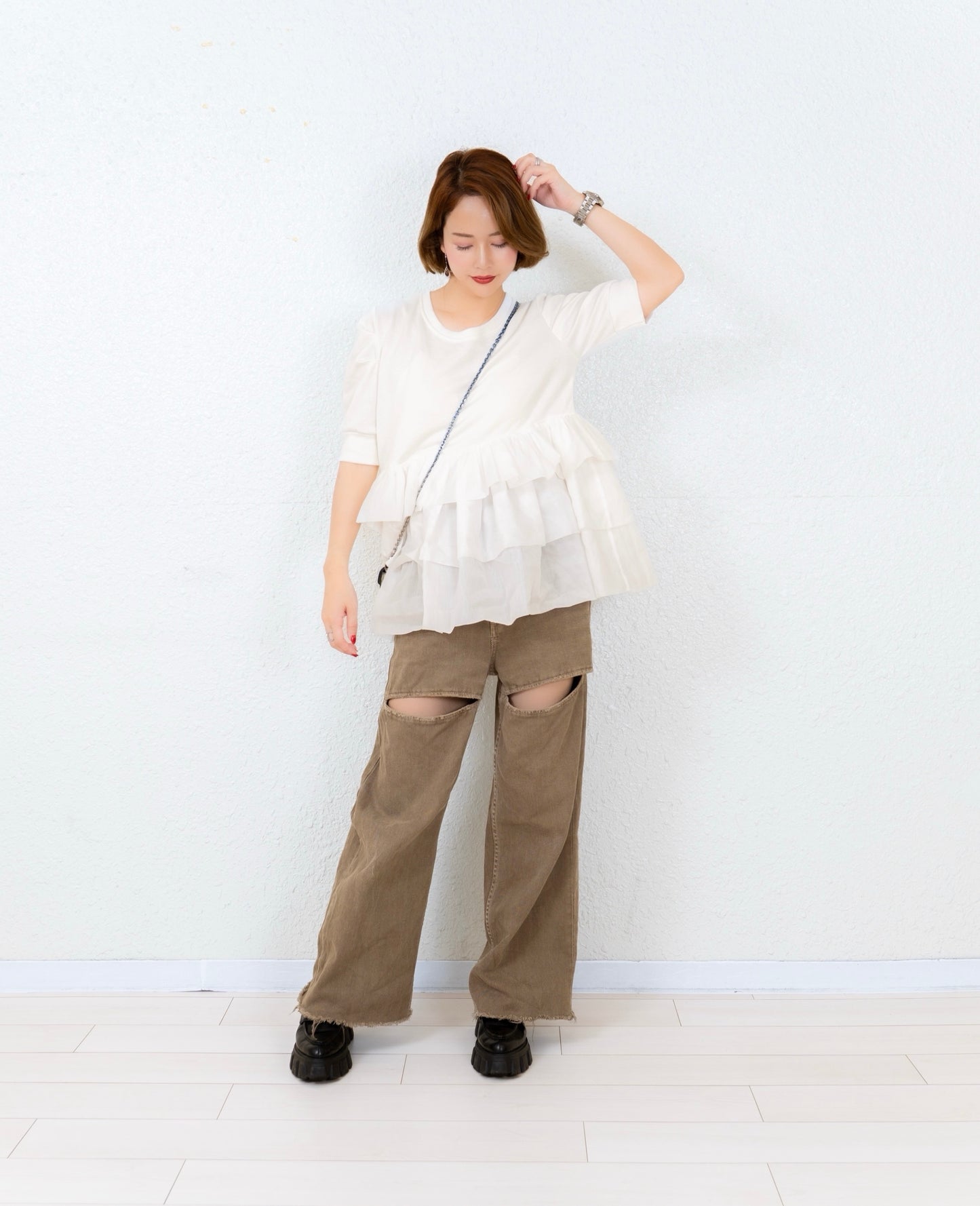 【即納】Frill tulle tops