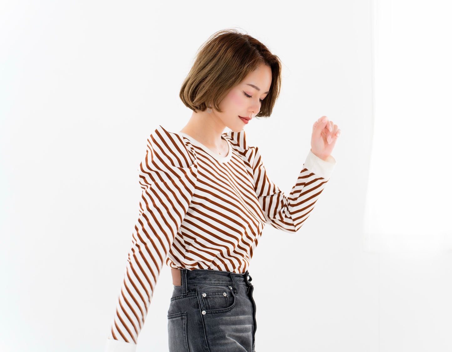 【即納】Bias striped top