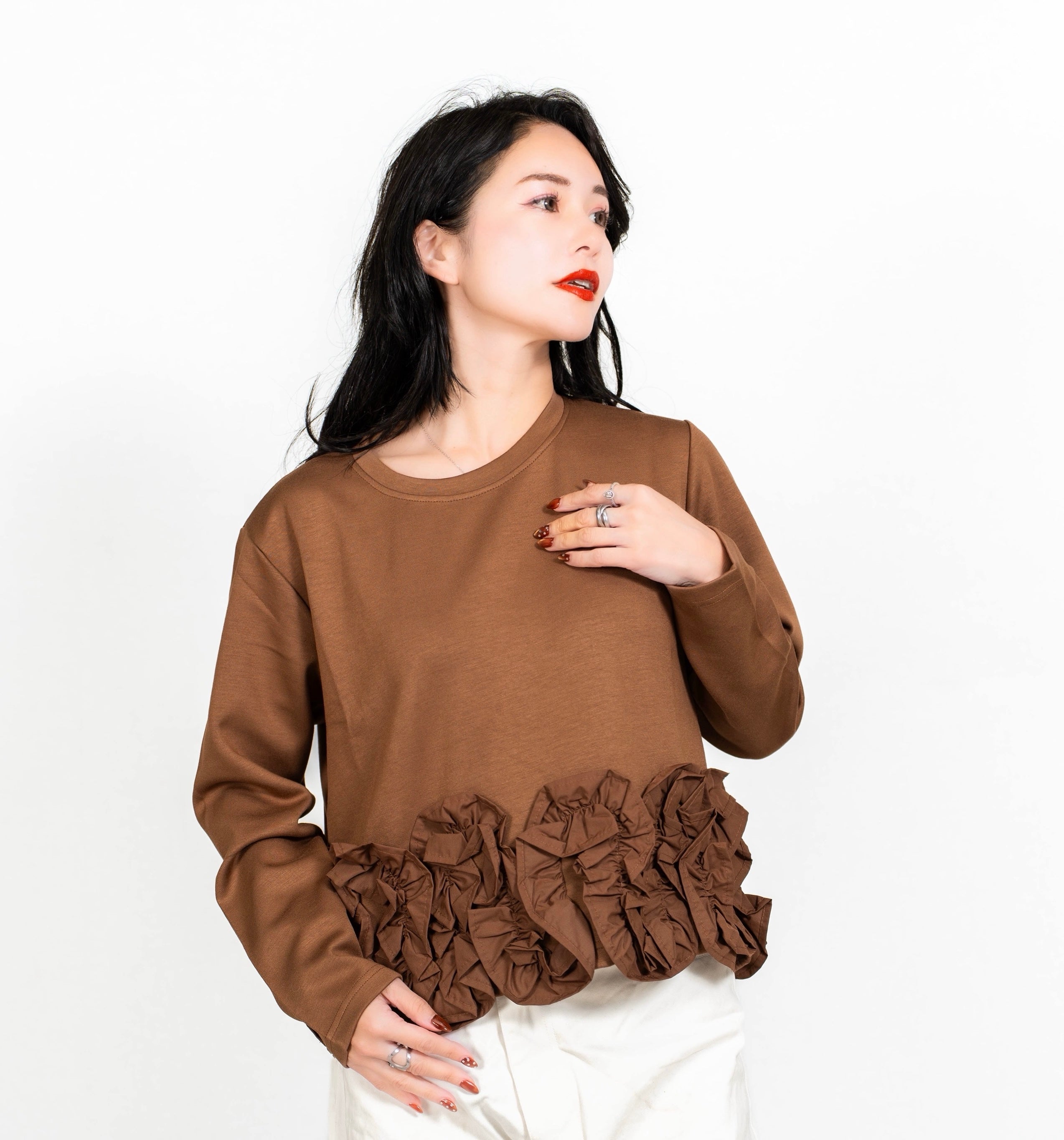 即納】FLOWER FRILL TOPS – BELLE VIE