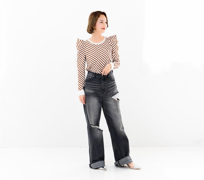 【即納】Bias striped top
