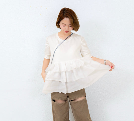【即納】Frill tulle tops