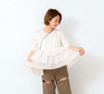 【即納】Frill tulle tops