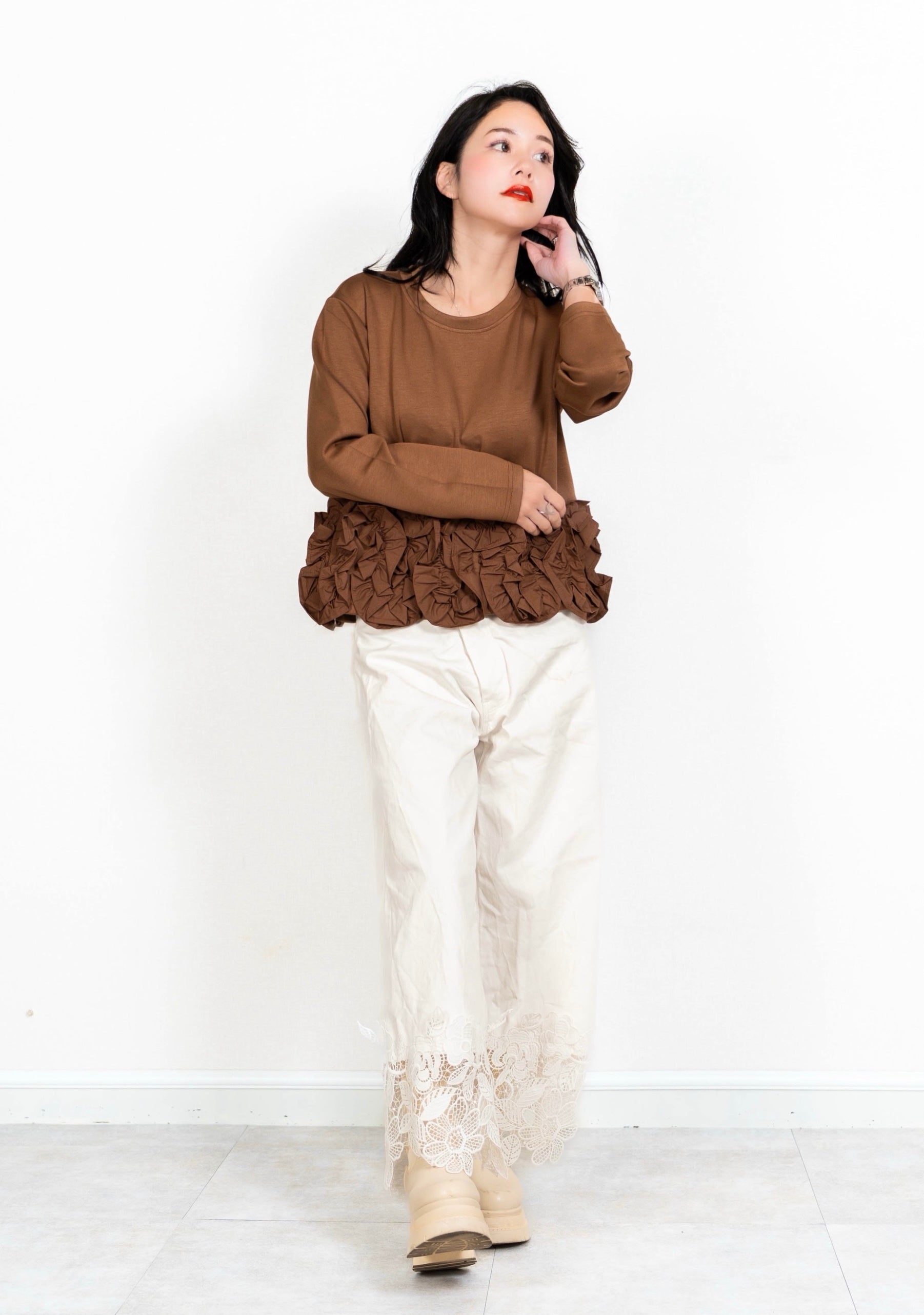 即納】FLOWER FRILL TOPS – BELLE VIE